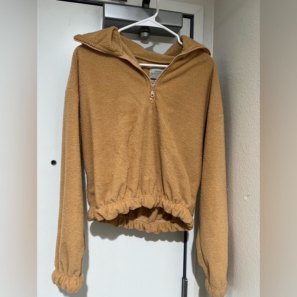 Camel brown fuzzy Sherpa jacket